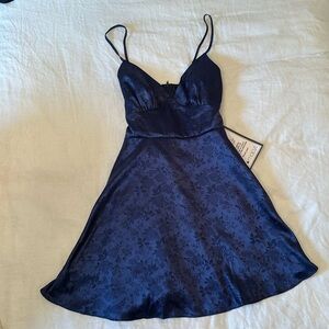 B. Darlin Blue V Neck Floral Mini Dress NWT